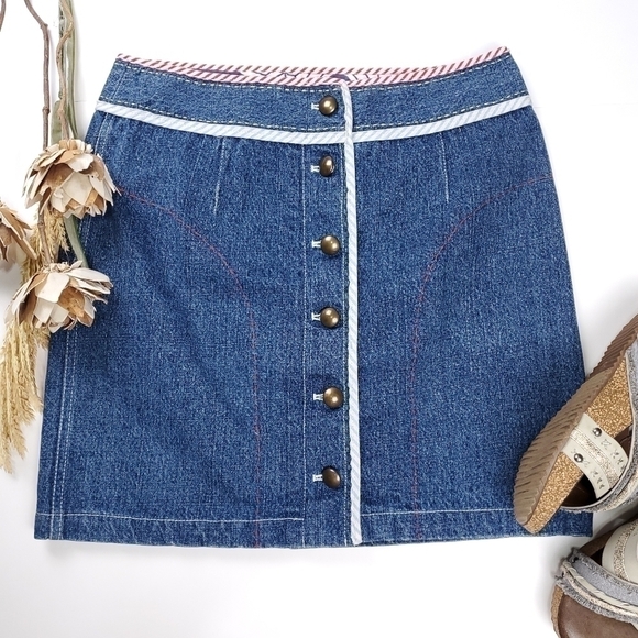 New Etcetera Blue Jean Denim Candy Cane Button Front Size 8 - Picture 12 of 13